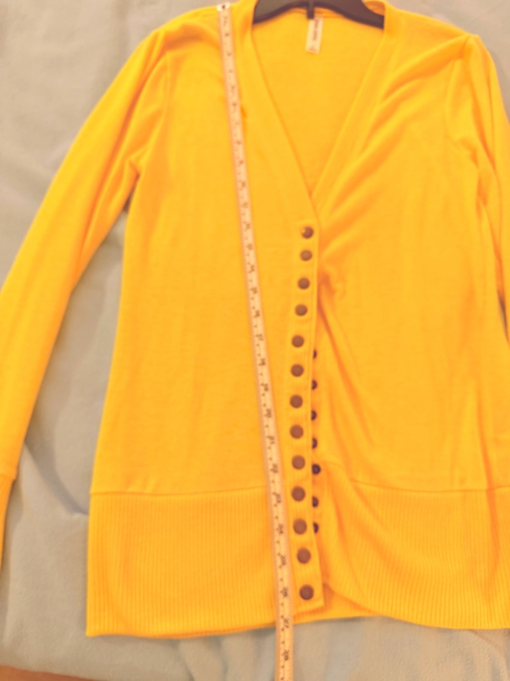 Zenana Outfitters Yellow V-Neck Button Cardigan - Picture 3 of 4